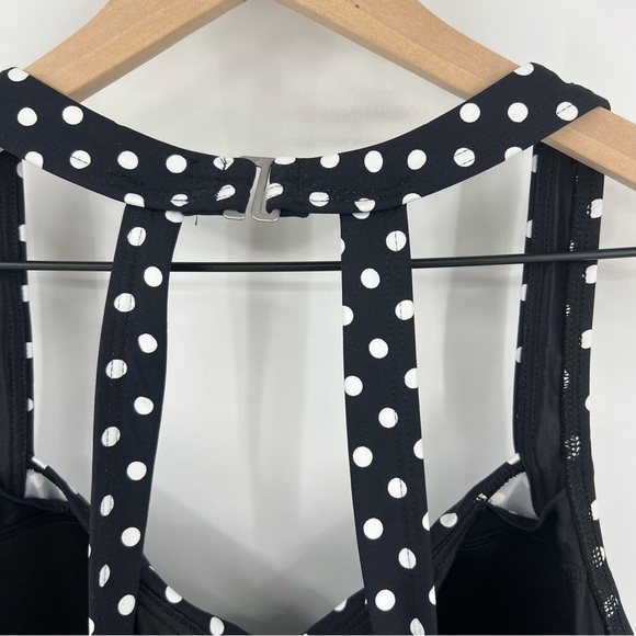 Lands' End Black White Polka Dot Tankini Swim Top Built in Bra Size 16 D Cup - Picture 5 of 6